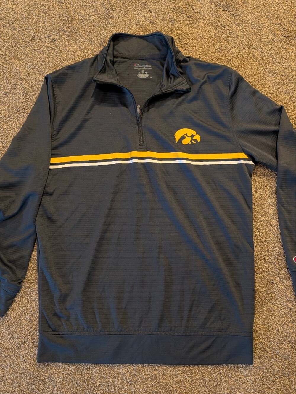 Champion Iowa Hawkeyes  Gray Quarter-Zip Pullover with Gold & White Stripes
